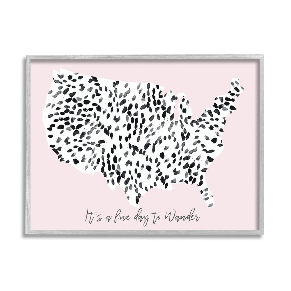 Stupell Industries Fine Day to Wander Sentiment Patterned US Map