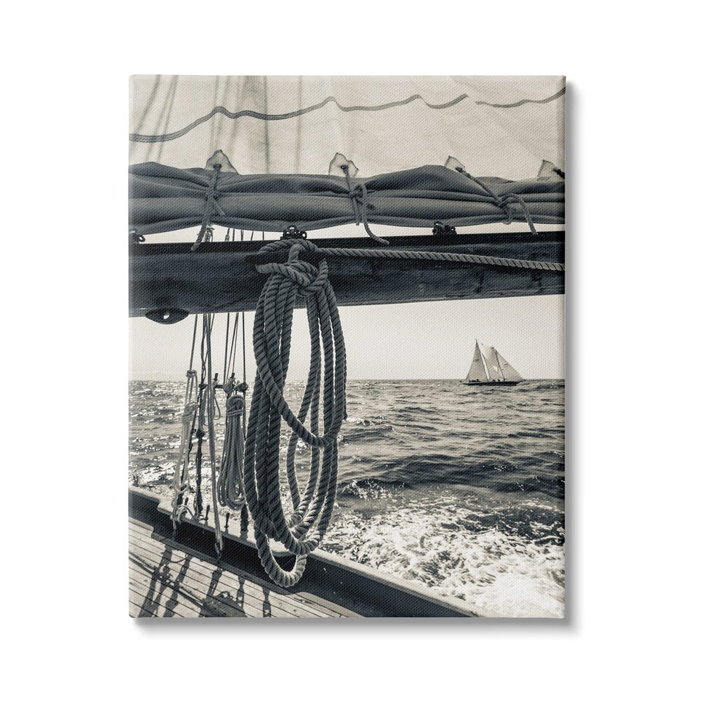 Stupell Industries Ocean Sail Tie Line Vintage Ship Muted Photography
