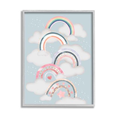 Stupell Industries Abstract Rainbows and Hearts Playing in Clouds