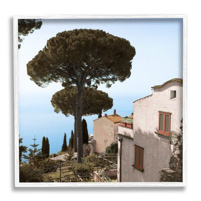 Stupell Industries Traditional Mountainside European Villa Architecture Clear Blue Sky, Designed by Alan Blaustein White Framed Wall Art, 17 x 17