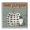 Stupell Industries Hello Pumpkin Rustic Greeting Patchwork Plaid Gnome view 1