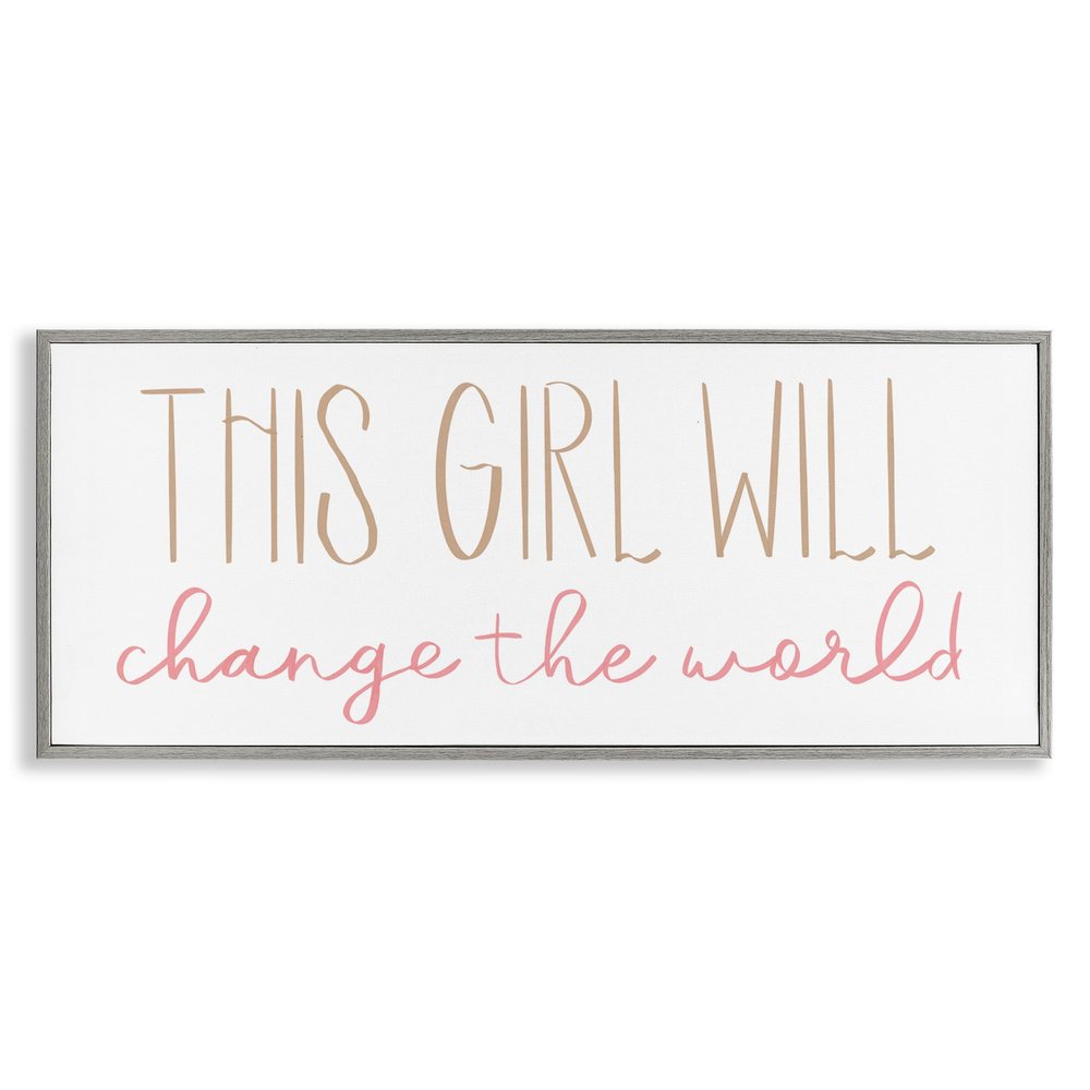 Stupell Industries This Girl Will Change The World Motivational Phrase, Designed by Sd Graphics Studio Gray Framed Wall Art, 30 x 13, Multi