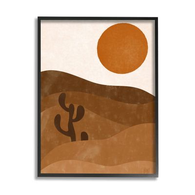 Stupell Industries Desert Cactus Rolling Hills Bold Orange Sun Landscape, Designed by Birch&Ink Black Framed Wall Art, 11 x 14