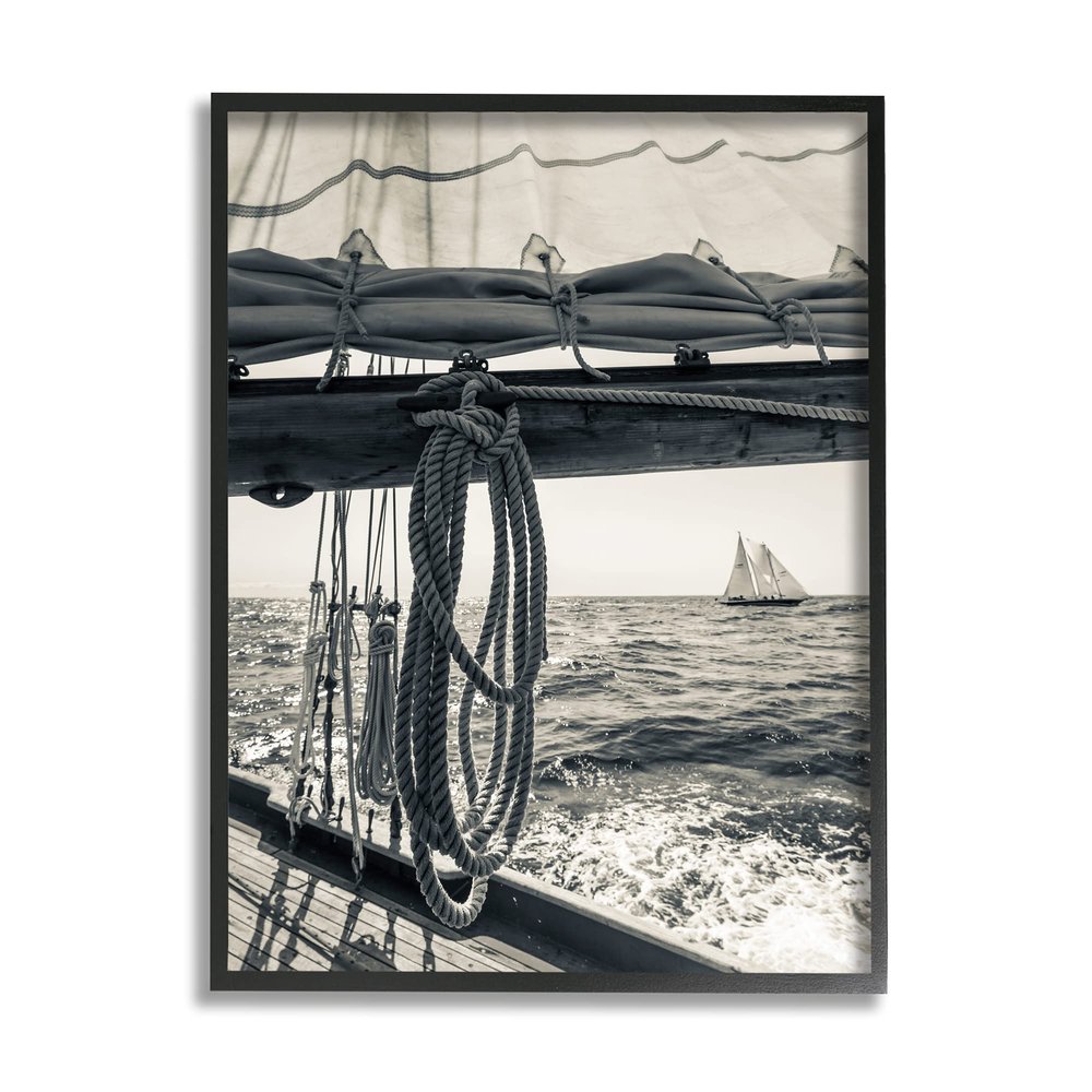 Stupell Industries Ocean Sail Tie Line Vintage Ship Muted Photography