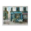 Stupell Industries Traditional Village Plaza Architecture Restaurant Patio Scene, Designed by Ruane Manning White Framed Wall Art, 20 x 16, Blue view 1