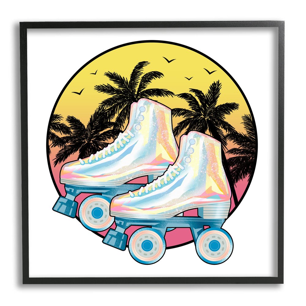 Stupell Industries Retro Tropical Summer Sky Vintage Roller Skating Derby