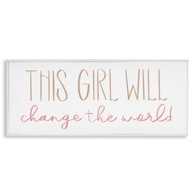 Stupell Industries This Girl Will Change The World Motivational Phrase, Designed by Sd Graphics Studio White Framed Wall Art, 30 x 13, Multi