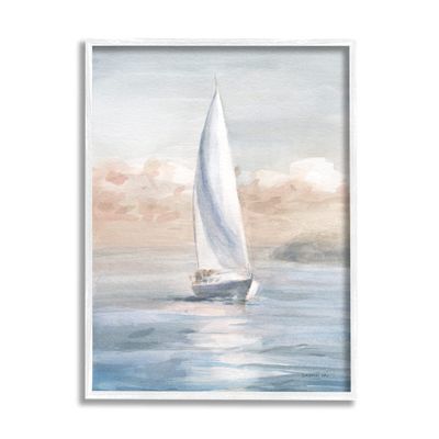 Stupell Industries Sailboat Under Cloudy Morning Sunrise Soft Contemporary Ocean