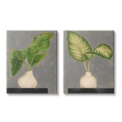 Stupell Industries Large Palm Leaf Potted Plants Interior Still Life