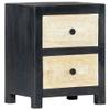 Antique-Style Solid Mango Wood Hand Carved Nightstand with 2 Drawers Bedside Cabinet Storage Table Sideboard Side Cabinet Console Table End Table Furniture 15.8"x11.8"x19.7" view 1
