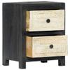 Antique-Style Solid Mango Wood Hand Carved Nightstand with 2 Drawers Bedside Cabinet Storage Table Sideboard Side Cabinet Console Table End Table Furniture 15.8"x11.8"x19.7" view 3