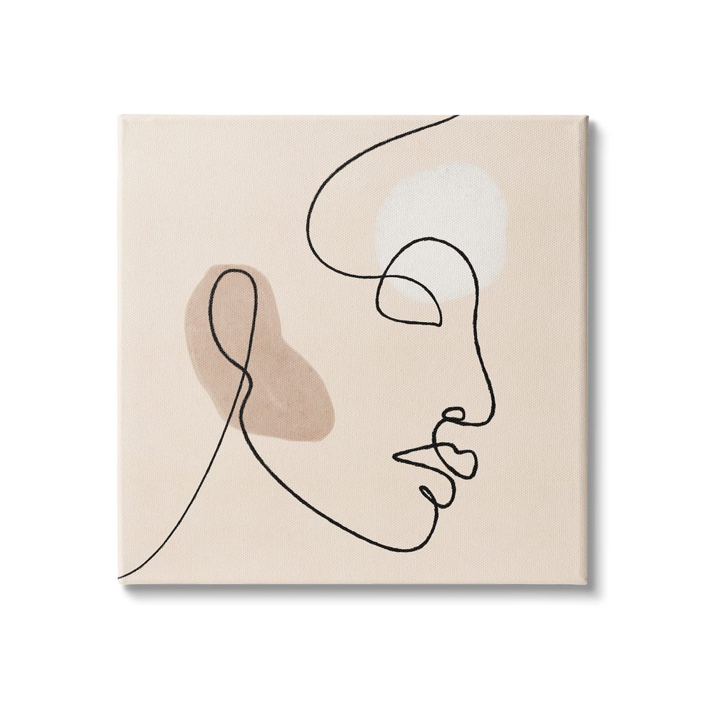 Stupell Industries Minimal Face Line Drawing Abstract Brown Tan Shapes