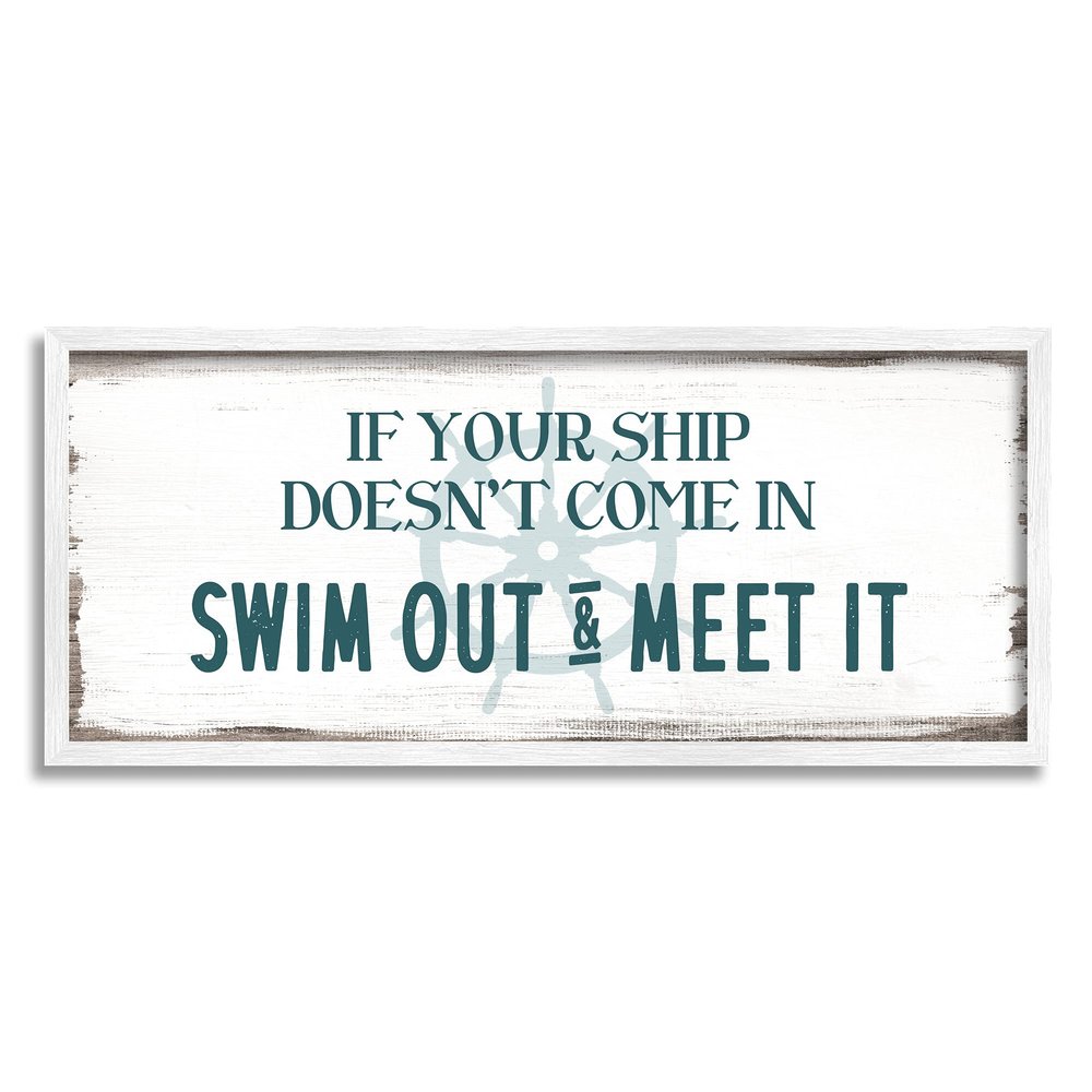 Stupell Industries Ship Swim Out Meet It Sign Nautical Wheel