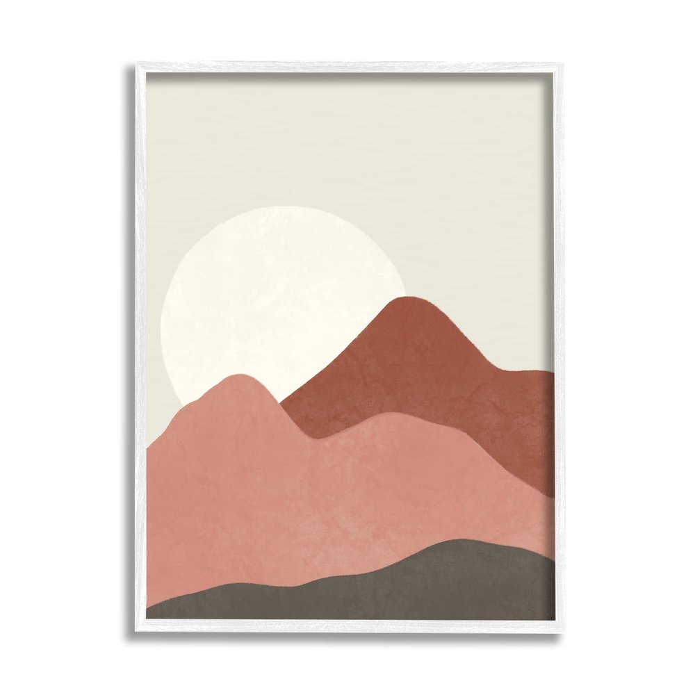 Stupell Industries Desert Mountain Sunrise Landscape Warm Terracotta Tones, Designed by Taylor Shannon Designs White Framed Wall Art, 11 x 14, Orange