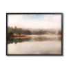 Stupell Industries Autumn Lake Misty Landscape Distant Pine Tree Forest view 1