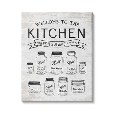 Stupell Industries Kitchen Where It's A Ball Pun Country Jars
