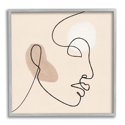 Stupell Industries Minimal Face Line Drawing Abstract Brown Tan Shapes