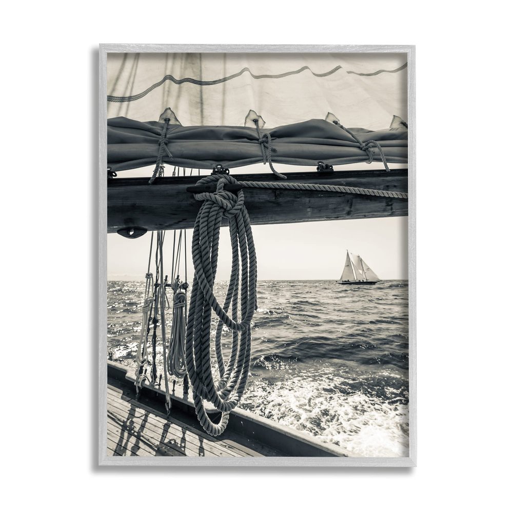 Stupell Industries Ocean Sail Tie Line Vintage Ship Muted Photography