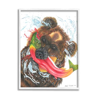 Stupell Industries Brown Bear Hunting River Fish Forest Animal Kingdom