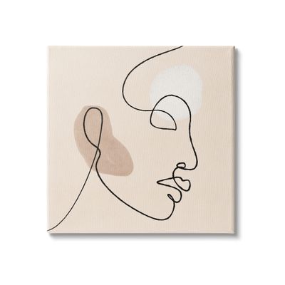 Stupell Industries Minimal Face Line Drawing Abstract Brown Tan Shapes
