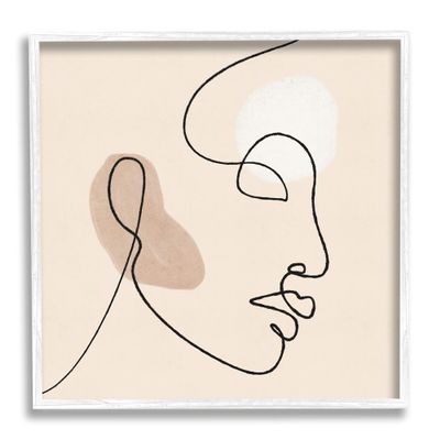 Stupell Industries Minimal Face Line Drawing Abstract Brown Tan Shapes