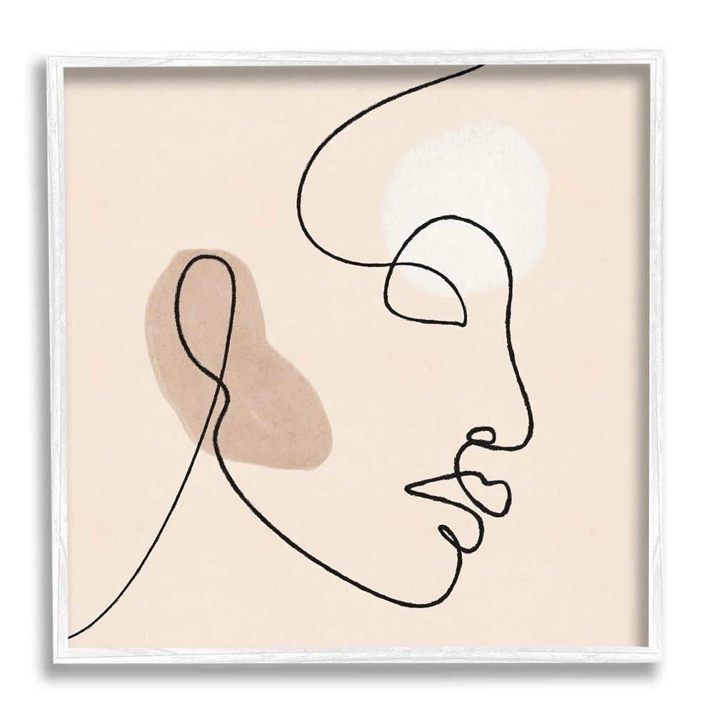 Stupell Industries Minimal Face Line Drawing Abstract Brown Tan Shapes