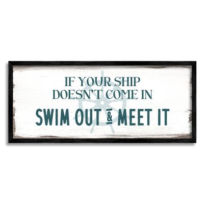 Stupell Industries Ship Swim Out Meet It Sign Nautical Wheel