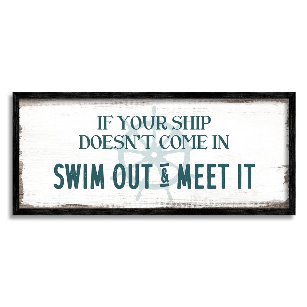 Stupell Industries Ship Swim Out Meet It Sign Nautical Wheel