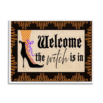 Stupell Industries The Witch is in Sign Spooky Halloween Welcome
