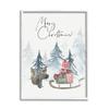 Stupell Industries Merry Christmas Phrase Adorable Racoon Forest Present Sleigh view 1