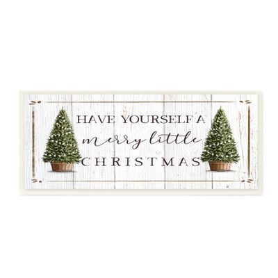 Stupell Industries Rustic Merry Little Christmas Phrase Holiday Fir Trees