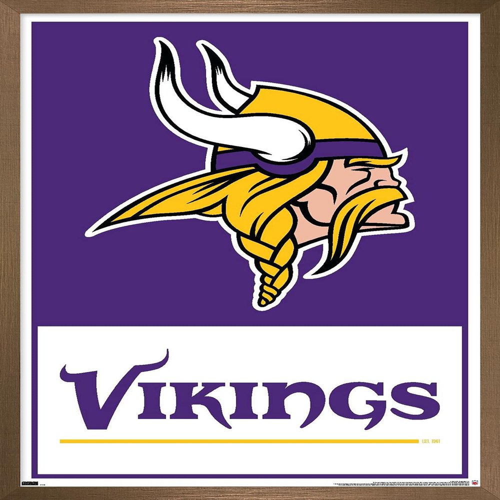 NFL Minnesota Vikings - Logo 21 Wall Poster, 22.4L" x 14.7W", Bronze Framed Version