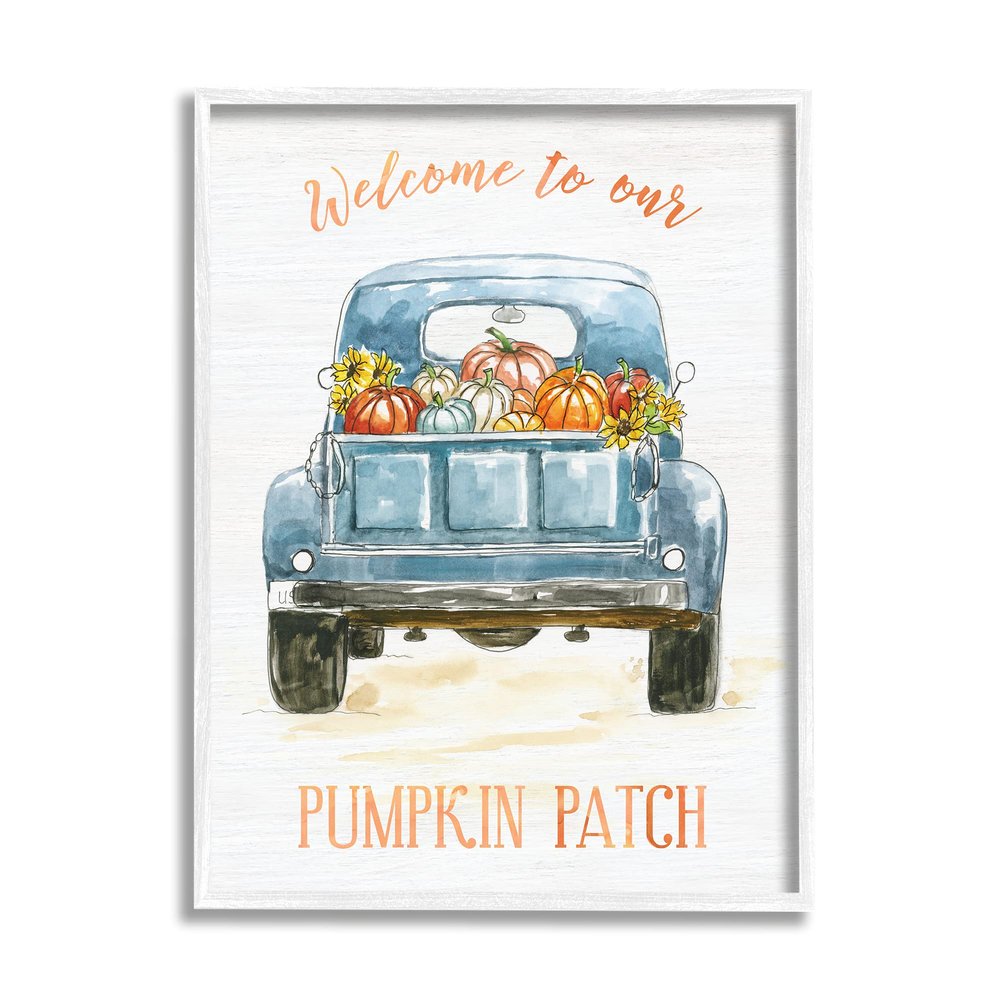 Stupell Industries Welcome to Our Pumpkin Patch Blue Farm Truck