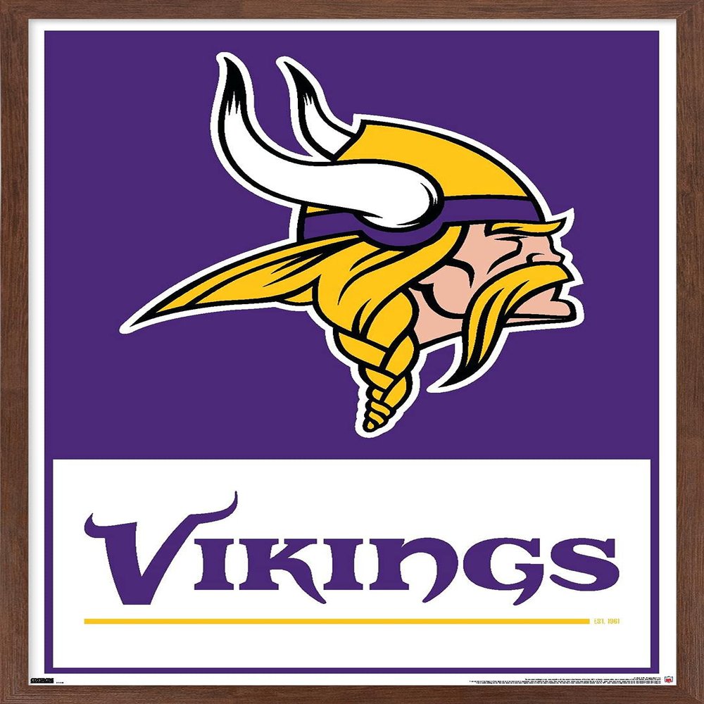 NFL Minnesota Vikings - Logo 21 Wall Poster, 34L" x 22.4W", Mahogany Framed Version
