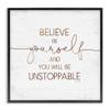 Stupell Industries Believe in Yourself Be Unstoppable Phrase Rustic Typography, Designed by Jennifer Pugh Black Framed Wall Art, 17 x 17, Off- White view 1