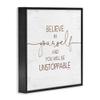 Stupell Industries Believe in Yourself Be Unstoppable Phrase Rustic Typography, Designed by Jennifer Pugh Black Framed Wall Art, 17 x 17, Off- White view 3