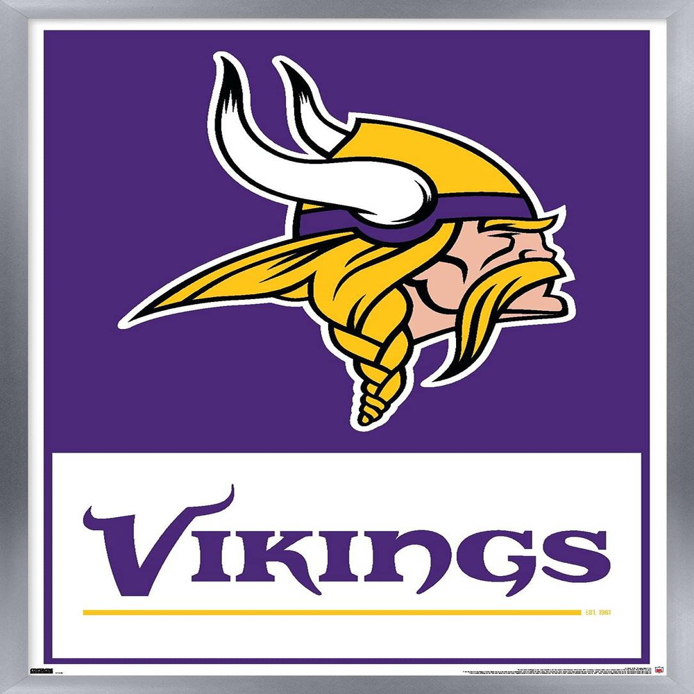 NFL Minnesota Vikings - Logo 21 Wall Poster, 34L" x 22.4W", Silver Framed Version