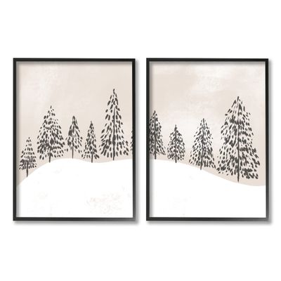 Stupell Industries Winter Trees Abstract Snowy Landscape Beige White