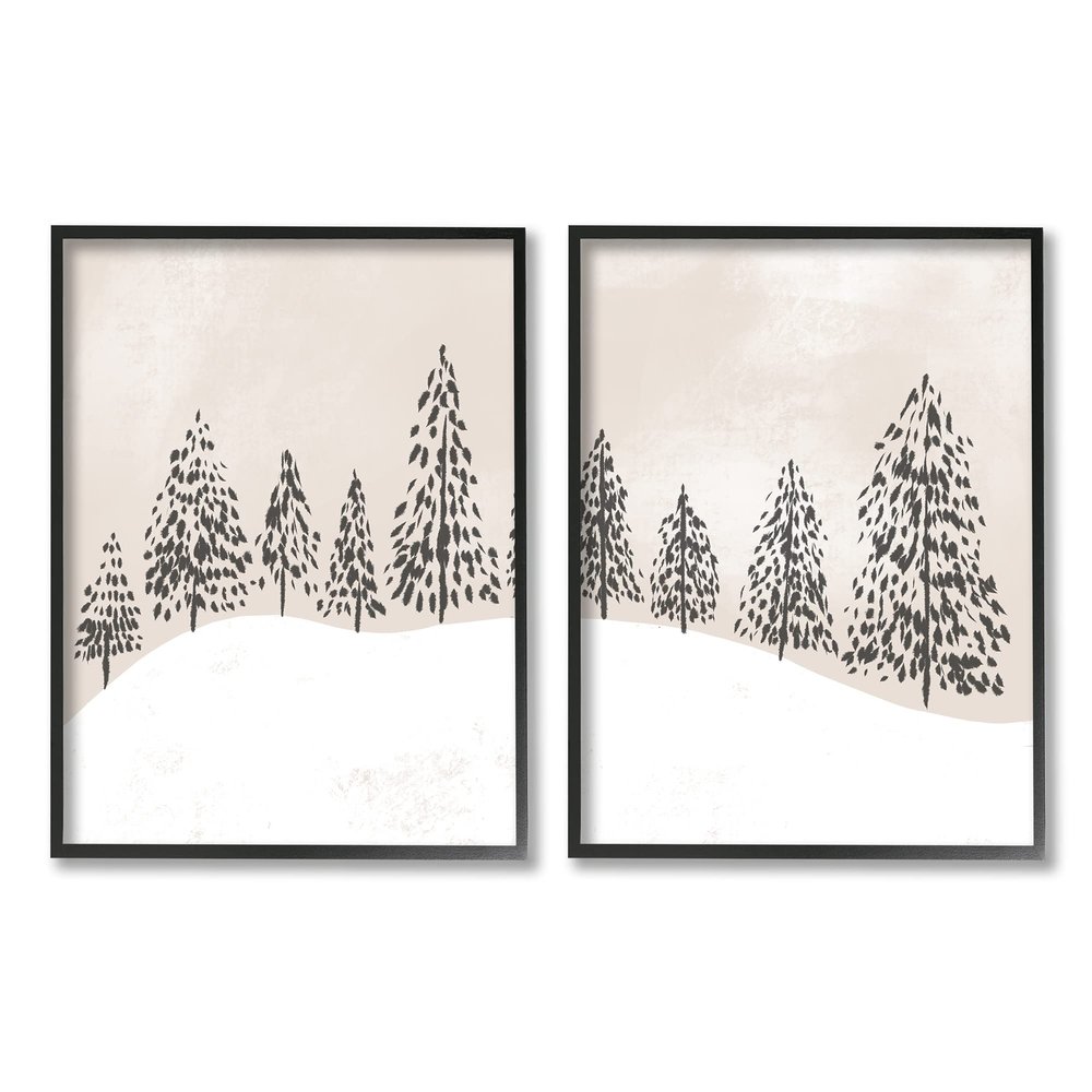 Stupell Industries Winter Trees Abstract Snowy Landscape Beige White