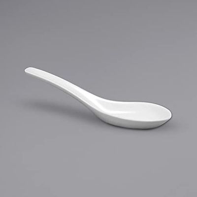 Buffalo F8010000794 5 in. Bright White Ware Porcelain Chinese Soup & Tasting Spoon