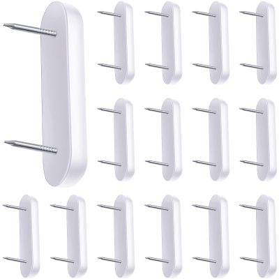 Jetec Plastic Head Double Pins Bed Skirt Holding Pins White Furniture Chair Leg Brooch Glide Nails Holding Brooch for Slipcovers and Bedskirts(15 Pieces)