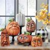Expressive Pumpkin Family Expressive Pumpkin Reign Ornaments Pumpkin Lantern Venue Decoration Props Face Decoration Props for Haunted House Bar Party Decoration (6 Pieces) view 2