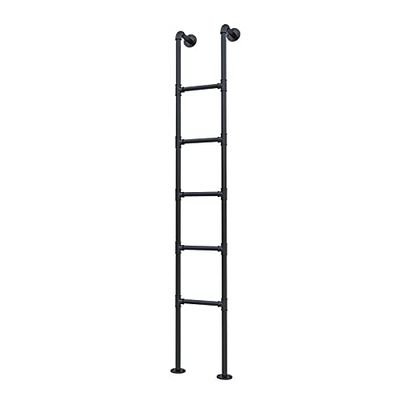 HWLL Bunk Bed Ladder Standard Fixed Steel Ladder for Twin Bunk Loft Bed, Retro Straight Ladders with Heavy Duty Bracket, All Install Fitting Included, Load 130 Kg (Color : Black, Size : 165cm/65)