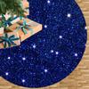 46 Inch Sequin Tree Skirt Christmas Royal Blue Velvet Tree Mat Xmas Tree Cover for Christmas Tree Decorations Rustic Fall Tree Dress Skirt Halloween Thanksgiving Ornaments view 1