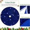 46 Inch Sequin Tree Skirt Christmas Royal Blue Velvet Tree Mat Xmas Tree Cover for Christmas Tree Decorations Rustic Fall Tree Dress Skirt Halloween Thanksgiving Ornaments view 2