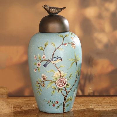 Porcelain Artificial Flower Vase Exquisite Dried Flowers Vase Retro Ceramic Flower Vases Elegant Vase Decoration for Home Decor Wedding Living Room Office Restaurant-C H38xl16cm