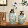 Porcelain Artificial Flower Vase Exquisite Dried Flowers Vase Retro Ceramic Flower Vases Elegant Vase Decoration for Home Decor Wedding Living Room Office Restaurant-C H38xl16cm view 4