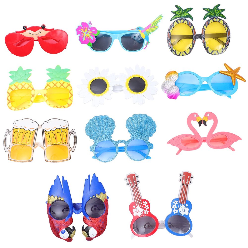 ABOOFAN 11pcs Party Glasses Summer Gifts Silly Glasses Hawaiian Sunglasses Beach Novelty Party Sunglasses Luau Party Props Hawaiian Series Glasses Holiday Fun Taste Abs Candy Bag Child