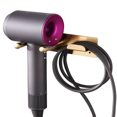 BANJEKT Hair Dryer Holder, Self Adhesive Blow Dryer Holder, Stainless Steel Hair Dryer Stand, Hair Dryer Holder Wall Mounted Compatible with Dyson Blow Dryer Gold