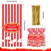 Epakh 100 Packs Carnival Candy Bags Circus-themed Plastic Party Treat Bags with Popcorn Pattern and Gold Twisted Ties for Carnival Birthday Party Favors, Cookies, and Cupcakes (Simple) view 2